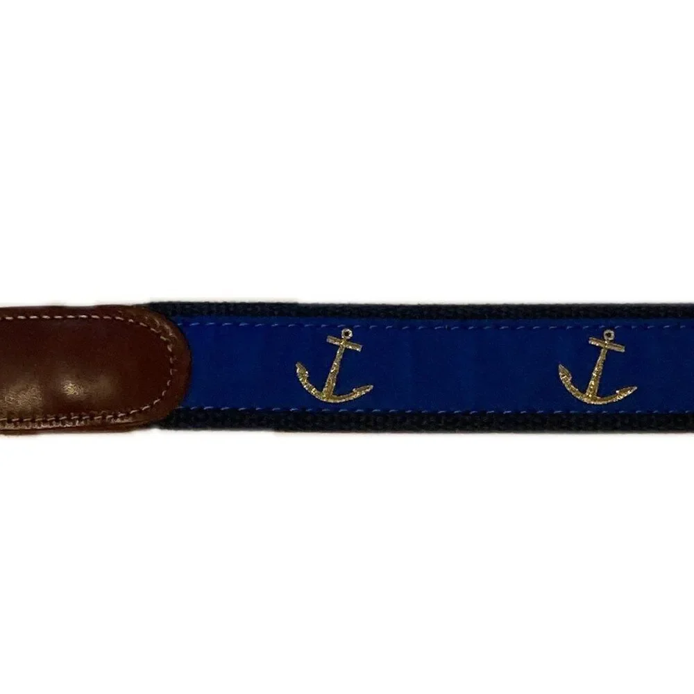 Preston Nautical Anchor Canvas Belt Blue Made In New England Size 40
